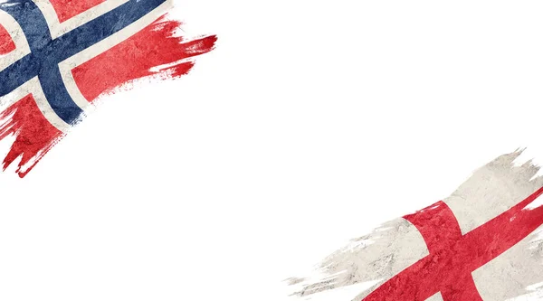白底挪威和英国国旗 — 图库照片